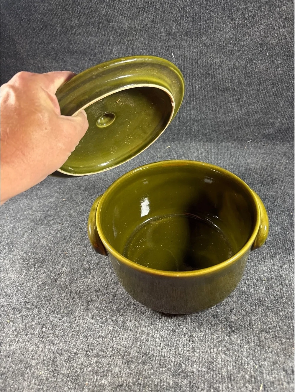 Bizzirri Italy Green Ceramic Covered Casserole Dish Lid Oven Safe Vintage Style